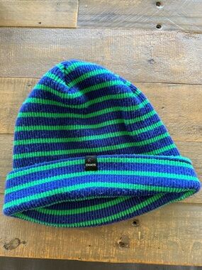Chaco Kids Striped Knit Beanie in Blue & Green